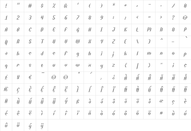 Asterix Italic Regular Character Map