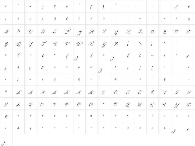 Gorgeous Angels Regular Character Map