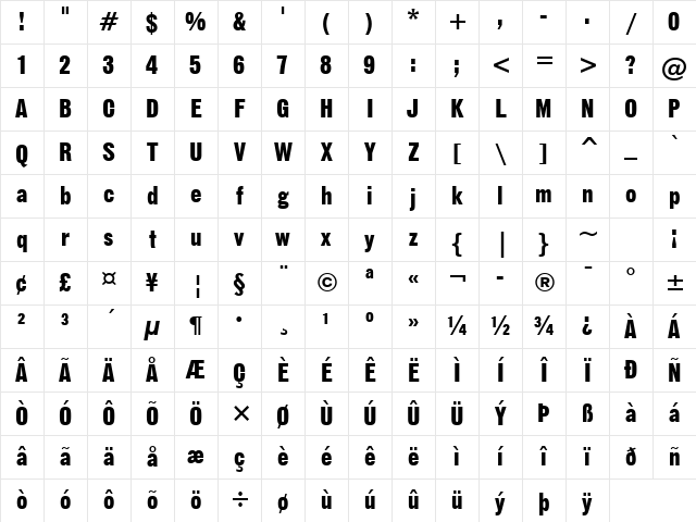 GothicNo13 BT Regular Character Map GothicNo13 BT Regular Character Map