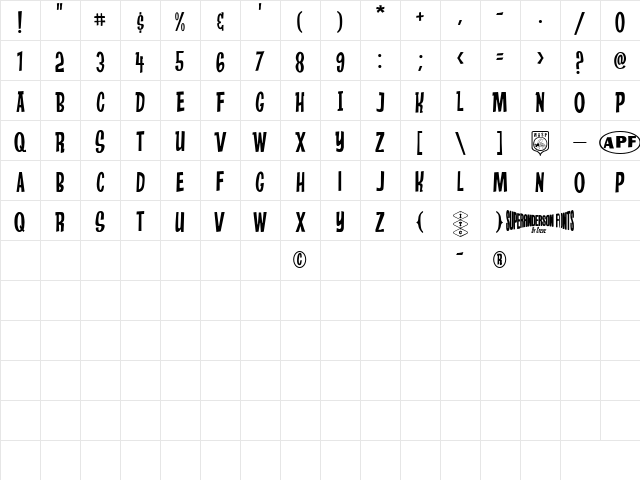 Anderson Stingray Regular Character Map Anderson Stingray Regular Character Map