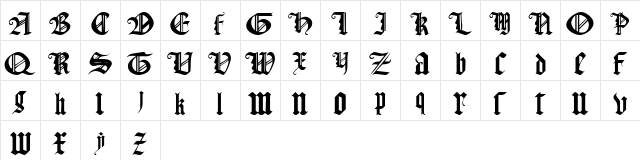 Gothic Texture Quadrata Regular Character Map