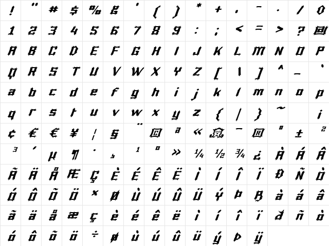 Luciferius Italic Character Map Luciferius Italic Character Map