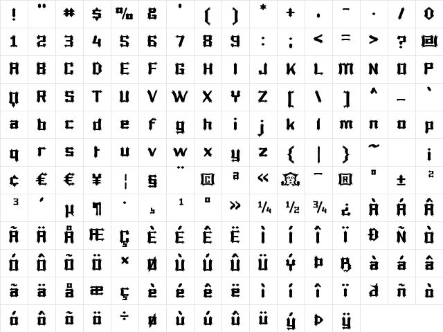 Luciferius Regular Character Map