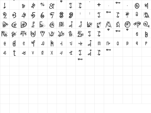 A'sDragonflyDance Regular Character Map