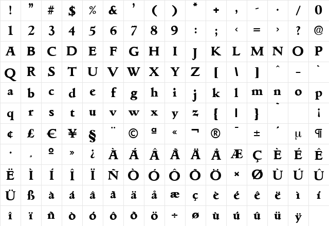 GouditaSerial-Xbold Regular Character Map