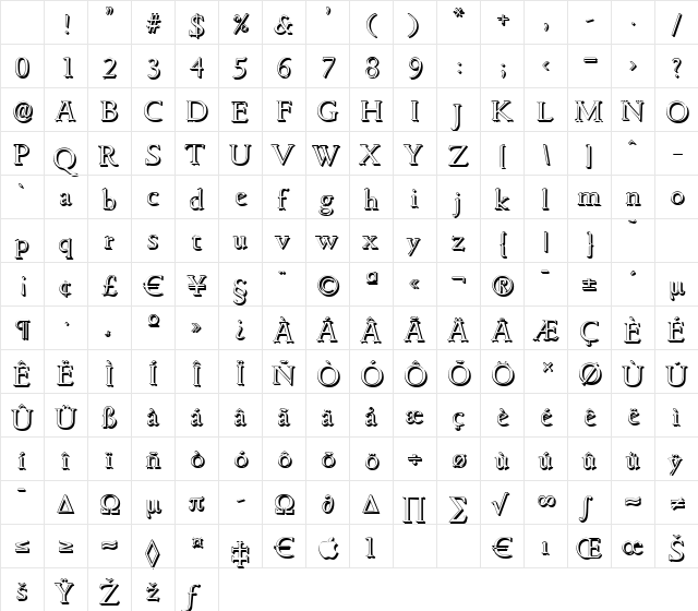 GouditaShadow-Light Regular Character Map