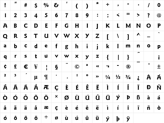 Goudy-Elegant Bold Character Map Goudy-Elegant Bold Character Map