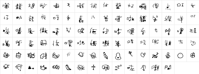 A-MCMUG1 ITALIC Character Map