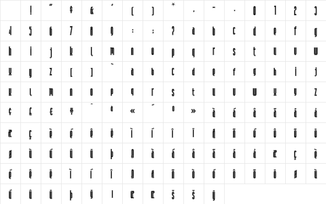 AndironOutline Regular Character Map AndironOutline Regular Character Map