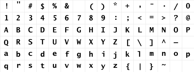 LucindaSansTypewriter Bold Character Map
