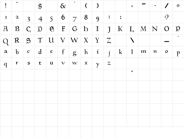 GoudyMedieval Regular Character Map GoudyMedieval Regular Character Map
