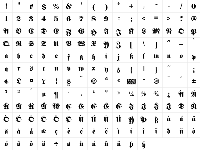 Luftwaffe Regular Character Map
