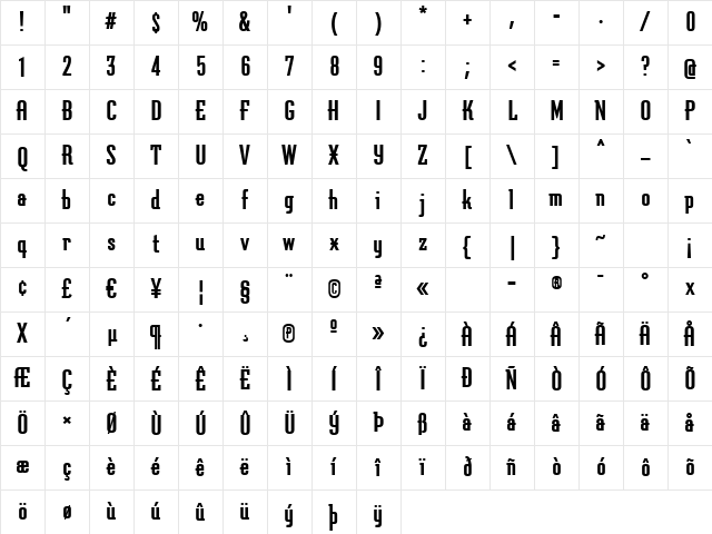 Graficz Bold Character Map