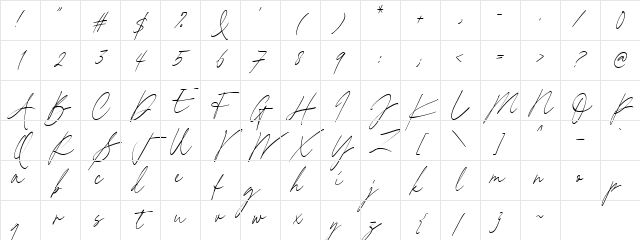 Andreas Signature Demo Regular Character Map
