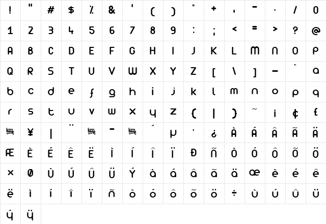 [z] Arista Light Regular Character Map