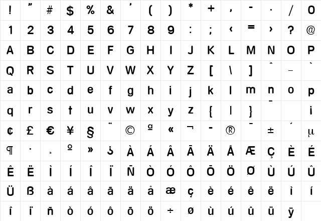 AndreasBecker Regular Character Map