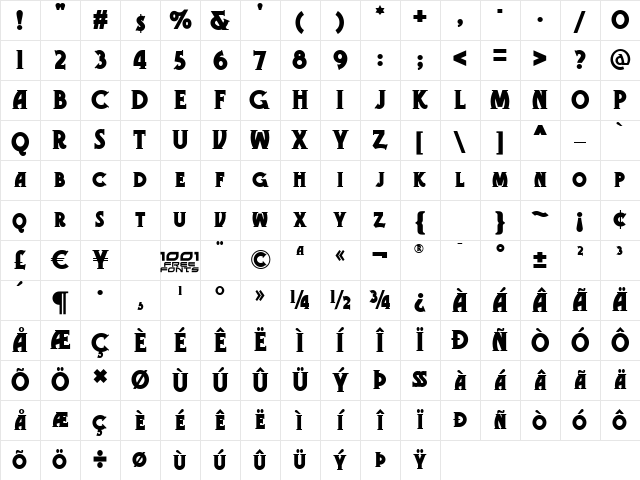 Gramophone NF Regular Character Map Gramophone NF Regular Character Map