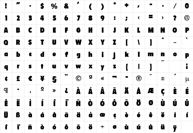 LuisBecker-Black Regular Character Map