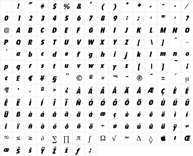 LuisBecker-Heavy Italic Character Map