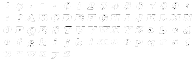 GrantOutline Oblique Character Map