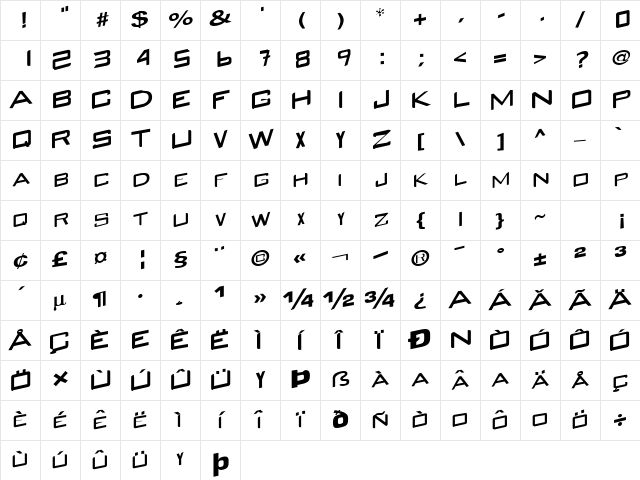 Gray Regular Character Map