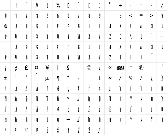 GreatRelief normal Character Map GreatRelief normal Character Map