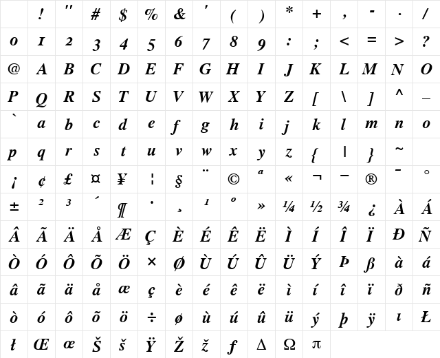GrecoOSSSK BoldItalic Character Map GrecoOSSSK BoldItalic Character Map
