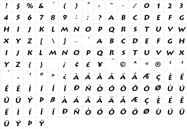 Greece Bold-Oblique Character Map