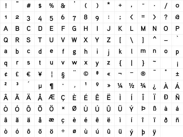 Aaux ProBold OSF Regular Character Map
