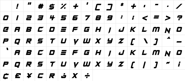 Android Assassin Italic Character Map Android Assassin Italic Character Map