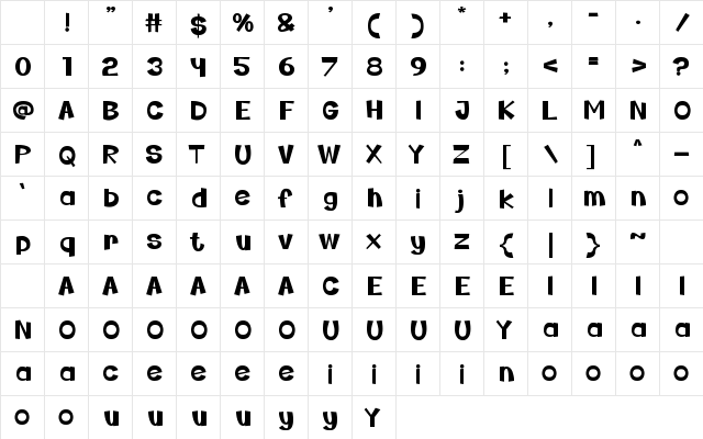 Green-Town Regular Character Map