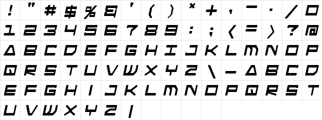Android Nation Bold Character Map