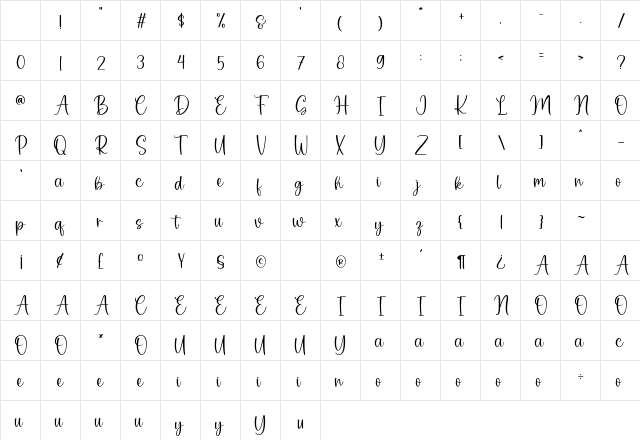 Greenfield Regular Character Map Greenfield Regular Character Map