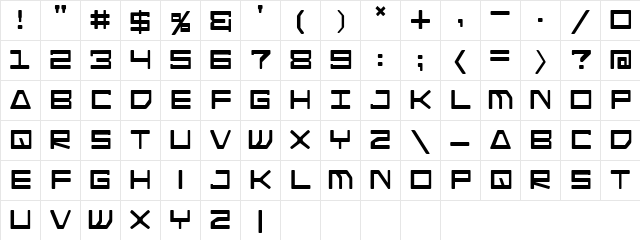 Android Nation Regular Character Map