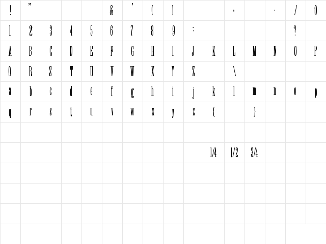 Greer Regular Character Map
