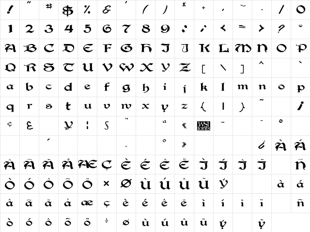 Gregorian Regular Character Map