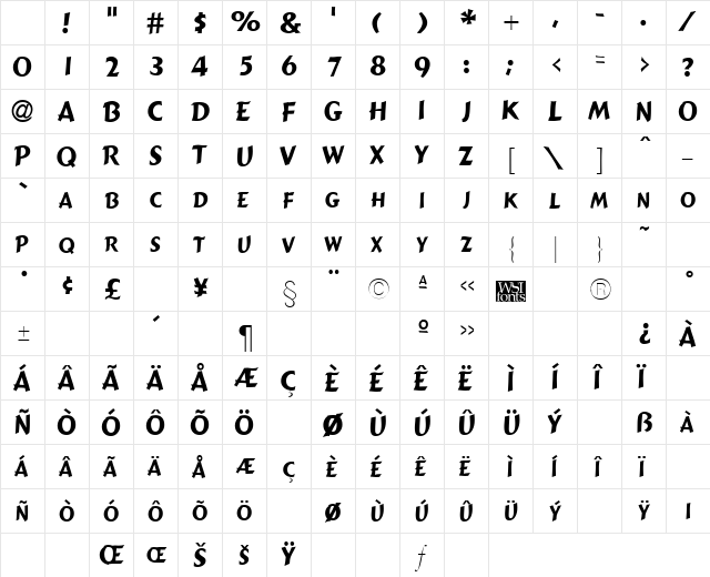 GremlinCaps Regular Character Map GremlinCaps Regular Character Map