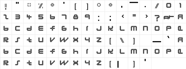 Lunasol Normal Character Map