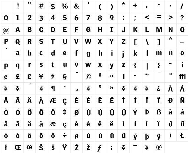 GriffithGothic Regular Character Map GriffithGothic Regular Character Map