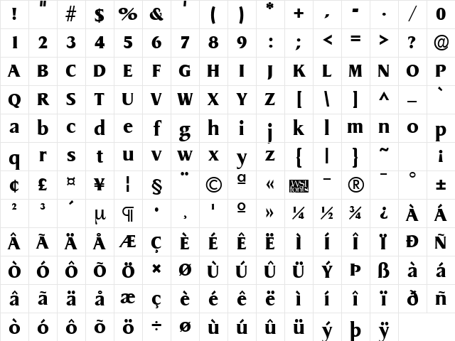 GriffonExtrabold Regular Character Map