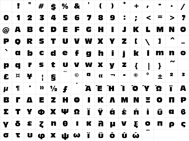 Incised901Greek Ct BT Compact Character Map Incised901Greek Ct BT Compact Character Map
