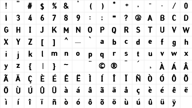 Grinder Bold Character Map Grinder Bold Character Map