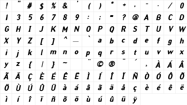 Grinder BoldItalic Character Map Grinder BoldItalic Character Map