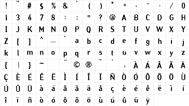 Grinder Regular Character Map Grinder Regular Character Map