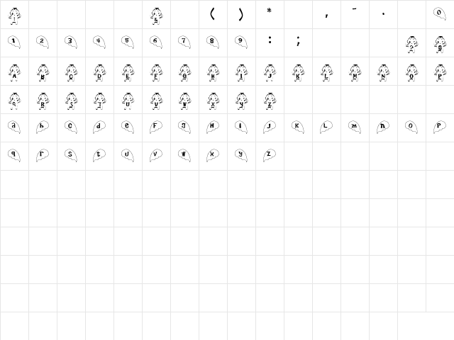 Angel Font Regular Character Map
