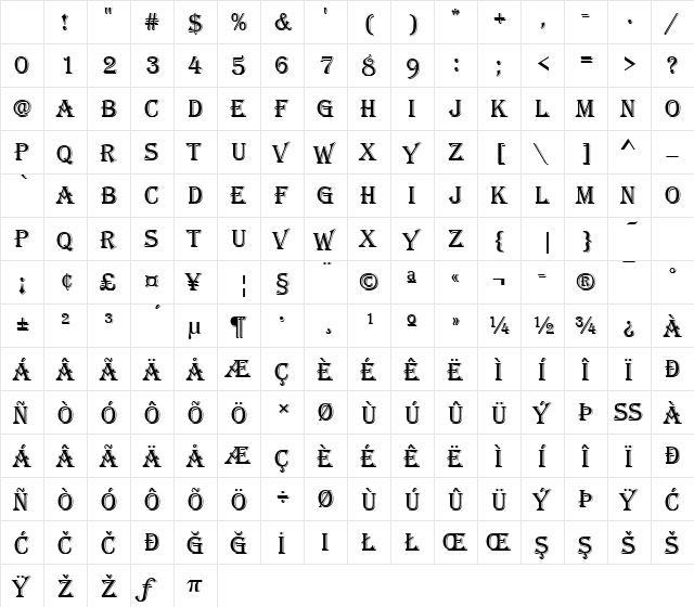 AlgerianD Regular Character Map AlgerianD Regular Character Map
