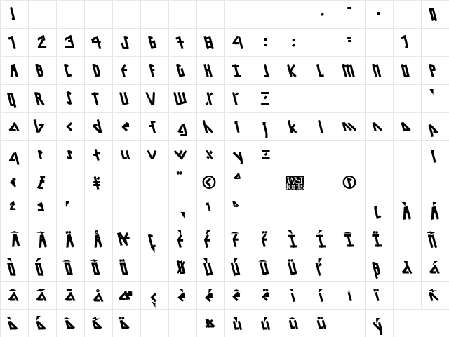 GronkLefty Bold Character Map GronkLefty Bold Character Map