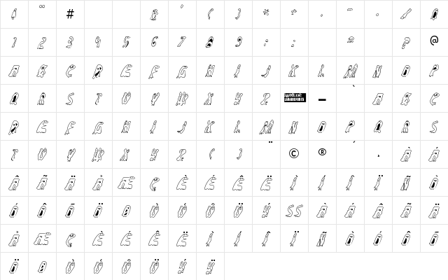 GroovyGhosties Regular Character Map