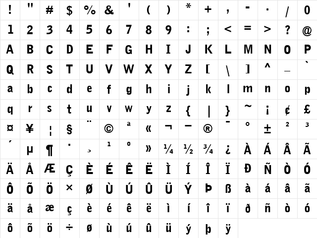 GrotesqueMT-Black Black Character Map