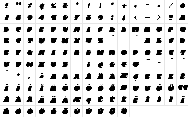 AngelaBecker Bold Italic Character Map AngelaBecker Bold Italic Character Map